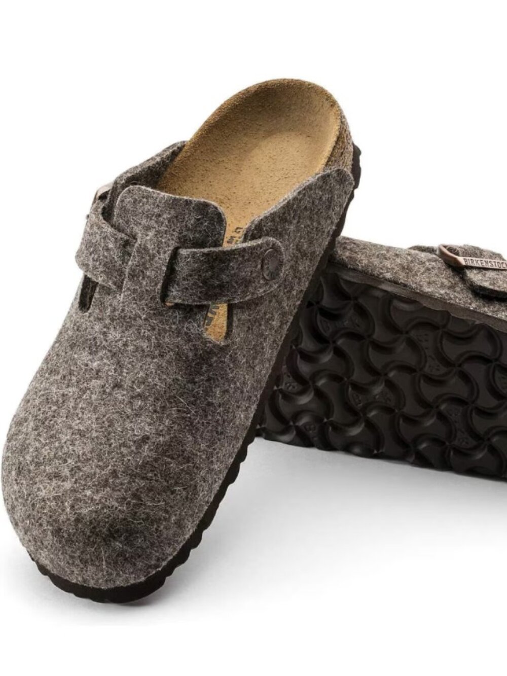 Birkenstock Boston Cocoa Wool Felt Narrow Width Sandals